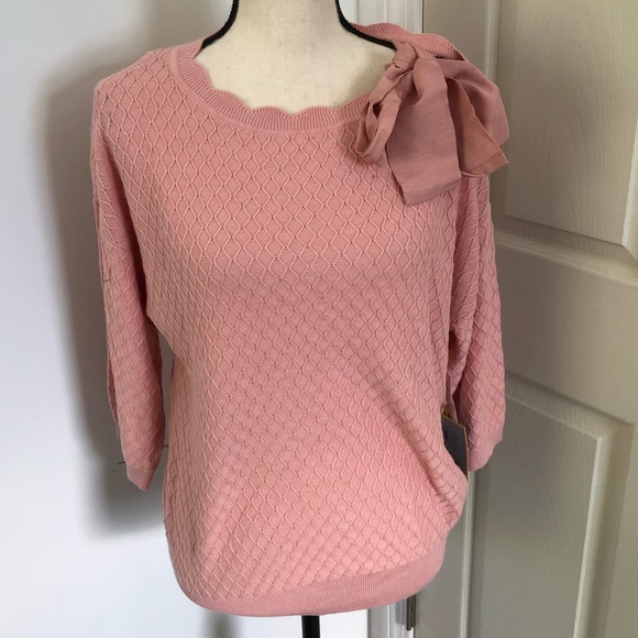 NWT! Cece bouquet pink thin knit sweater M - Picture 1 of 5